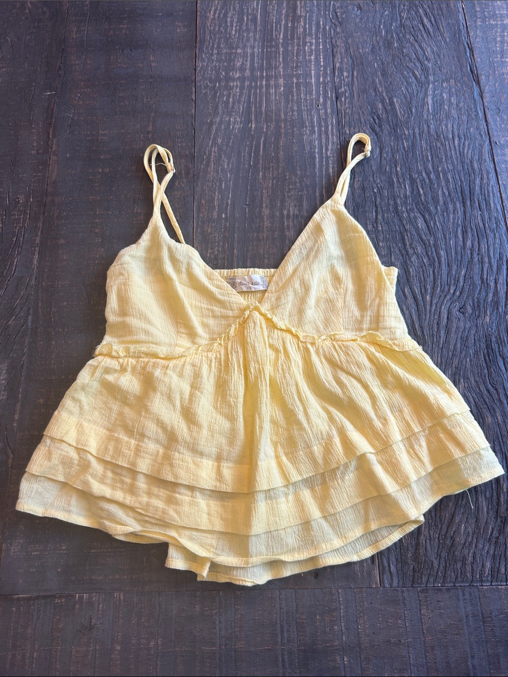 Altar’d State Women's Yellow Tiered Spaghetti Strap Tank Top